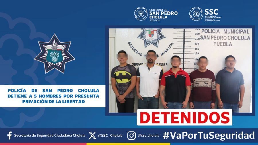 Alineación de los detenidos por la policía de Cholula